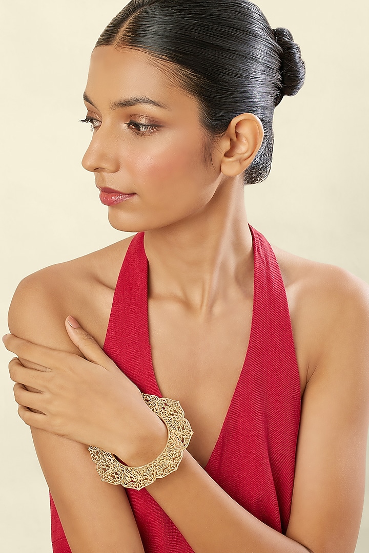Gold Plated Hand-Cut Mirror Bangle by Isharya at Pernia's Pop Up Shop