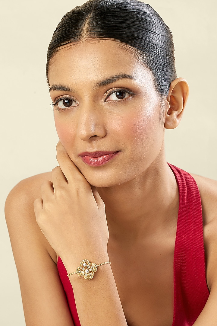 Gold Plated Crystal Zirconia Bolo Bracelet by Isharya at Pernia's Pop Up Shop