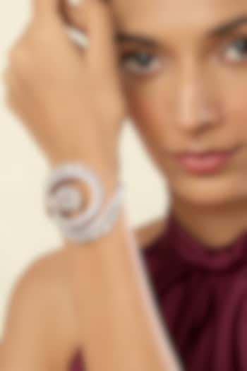 Gold Plated Mirror & Crystal Zirconia Cuff by Isharya at Pernia's Pop Up Shop