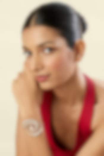 Gold Plated Mirror & Crystal Zirconia Cuff by Isharya at Pernia's Pop Up Shop