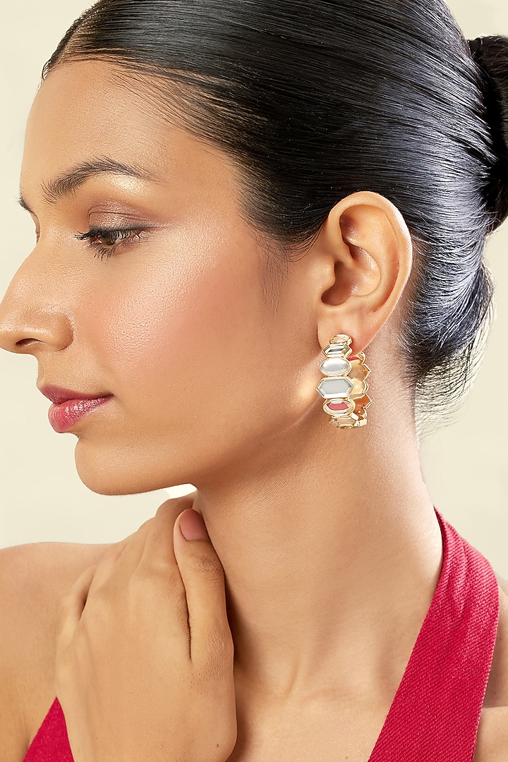 Gold Plated Mirror Hoop Earrings by Isharya at Pernia's Pop Up Shop