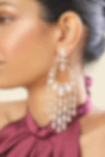 Gold Plated Mirror & Crystal Zirconia Chandbali Earrings by Isharya at Pernia's Pop Up Shop