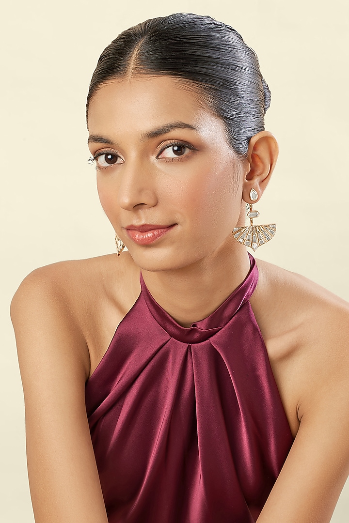 Gold Plated Mirror Chandbali Earrings by Isharya at Pernia's Pop Up Shop