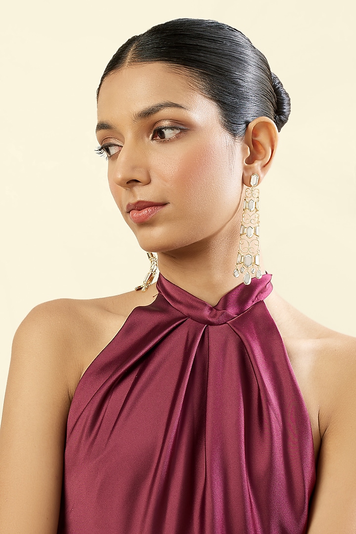 Gold Plated Mirror Chandbali Earrings by Isharya at Pernia's Pop Up Shop