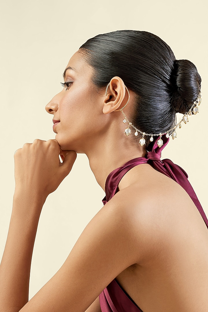 Gold Plated Hand-Cut Mirror Ear Chains by Isharya at Pernia's Pop Up Shop