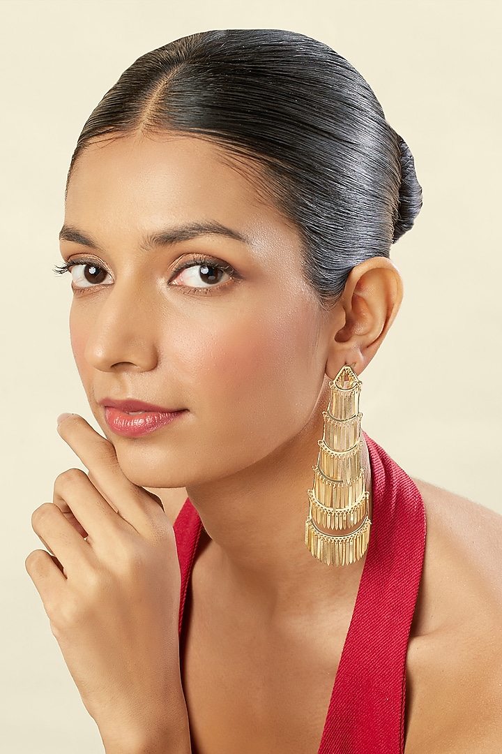 Gold Plated Mirror Dangler Earrings by Isharya at Pernia's Pop Up Shop