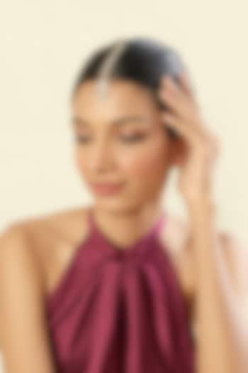 Gold Plated Hand-Cut Mirror & Crystal Zirconia Maangtikka by Isharya at Pernia's Pop Up Shop