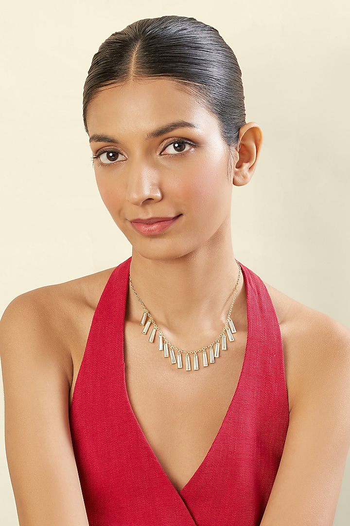 Gold Plated Hand-Cut Mirror Choker Necklace by Isharya at Pernia's Pop Up Shop