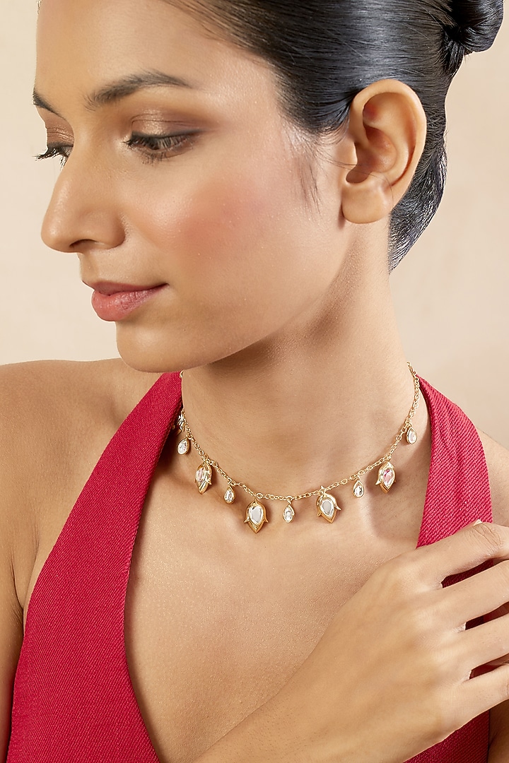 Gold Plated Hand-Cut Mirror Filigree Charm Necklace by Isharya at Pernia's Pop Up Shop