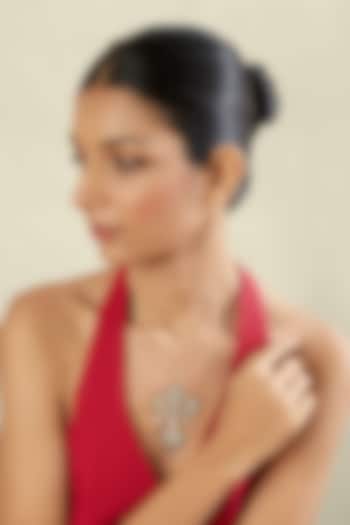 Gold Plated Hand-Cut Mirror & Crystal Zirconia Filigree Pendant Necklace by Isharya at Pernia's Pop Up Shop