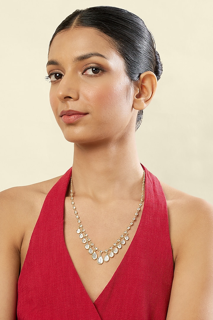 Gold Plated Hand-Cut Mirror Filigree Pendant Necklace by Isharya at Pernia's Pop Up Shop