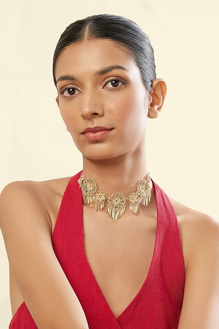 Gold Plated Filigree Choker Necklace by Isharya at Pernia's Pop Up Shop