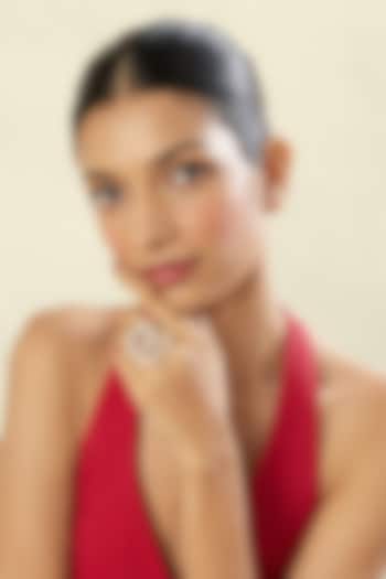 Gold Plated Hand-Cut Mirror & Crystal Zirconia Spiral Filigree Ring by Isharya at Pernia's Pop Up Shop