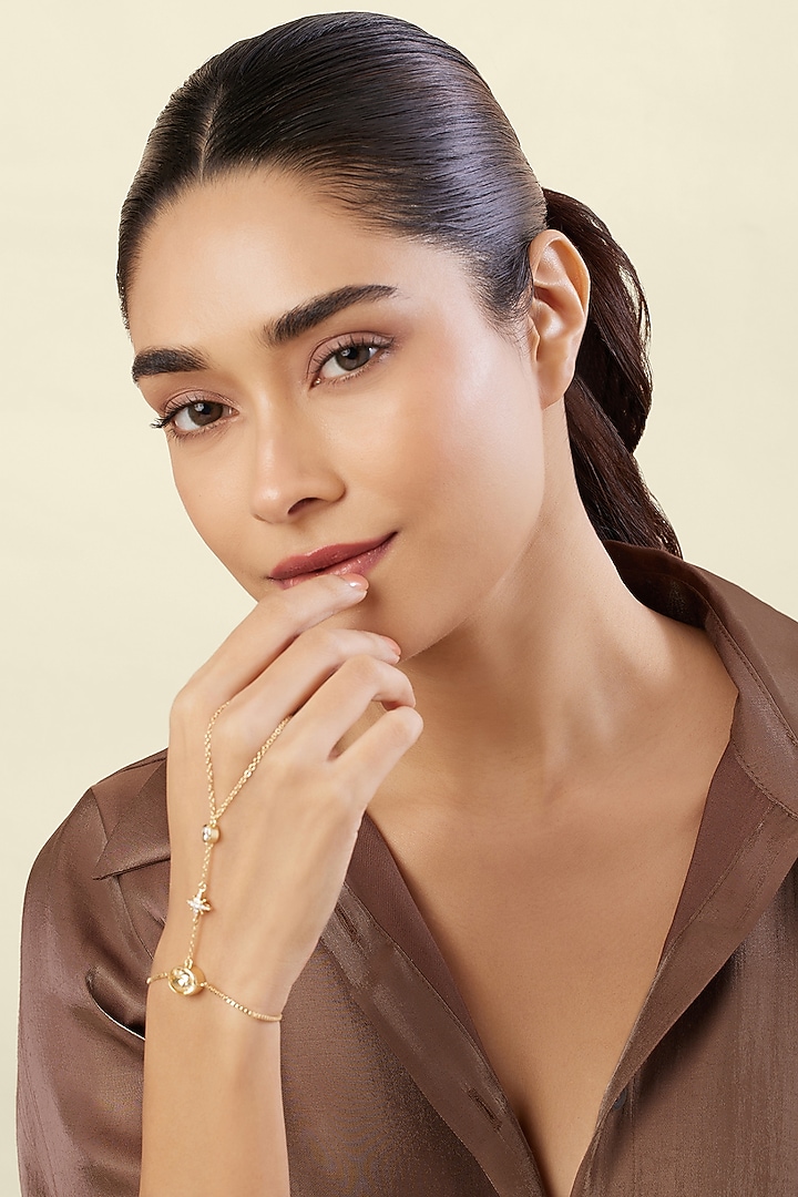 Gold Plated Crystal Zircon Hand harness by Isharya at Pernia's Pop Up Shop