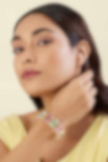 Gold Plated Multi-Colored Crystal Zircon Cuff Bracelet by Isharya at Pernia's Pop Up Shop