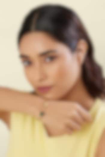 Gold Plated Crystal Zircon & Cabochon Cuff Bracelet by Isharya at Pernia's Pop Up Shop