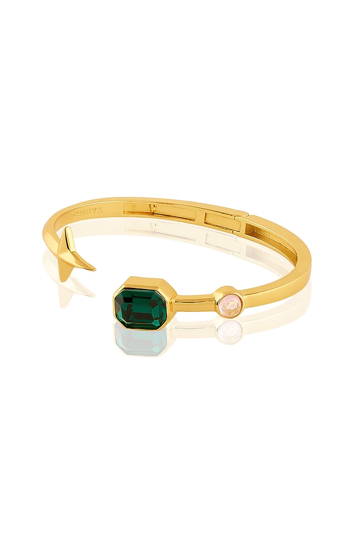 Gold Plated Crystal Zircon & Cabochon Cuff Bracelet by Isharya at Pernia's Pop Up Shop