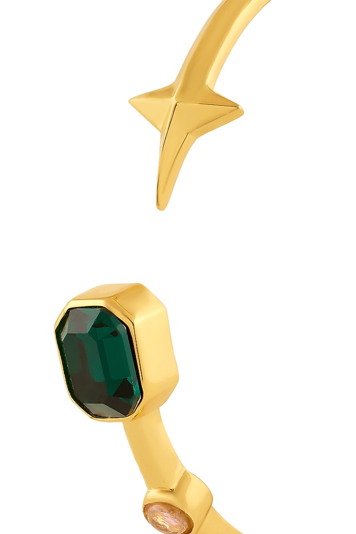 Gold Plated Crystal Zircon & Cabochon Cuff Bracelet by Isharya at Pernia's Pop Up Shop