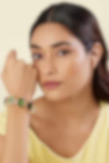 Gold Plated Green Crystal Zircon Cuff Bracelet by Isharya at Pernia's Pop Up Shop