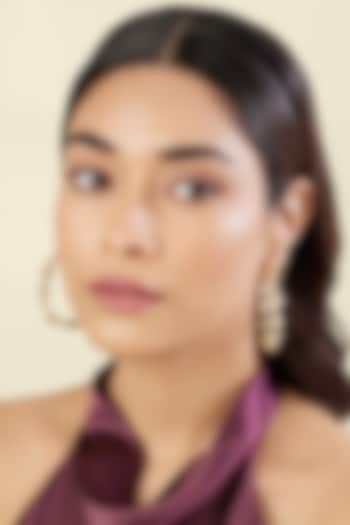 Gold Plated White Gem Stone Hoop Earrings by Isharya at Pernia's Pop Up Shop