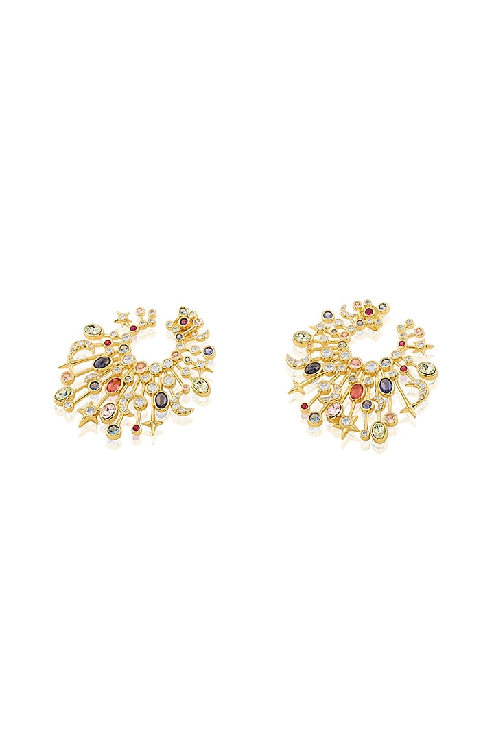 Gold Plated Multi-Colored Crystal Zircon Dangler Earrings by Isharya at Pernia's Pop Up Shop