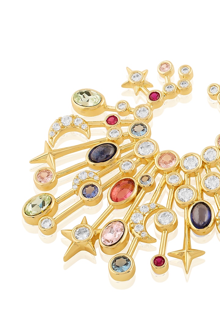Gold Plated Multi-Colored Crystal Zircon Dangler Earrings by Isharya at Pernia's Pop Up Shop