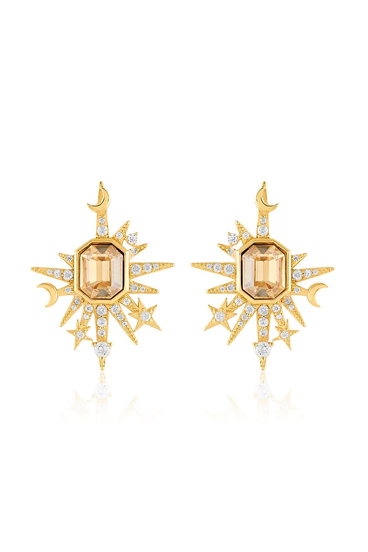 Gold Plated Crystal Zircon Stud Earrings by Isharya at Pernia's Pop Up Shop