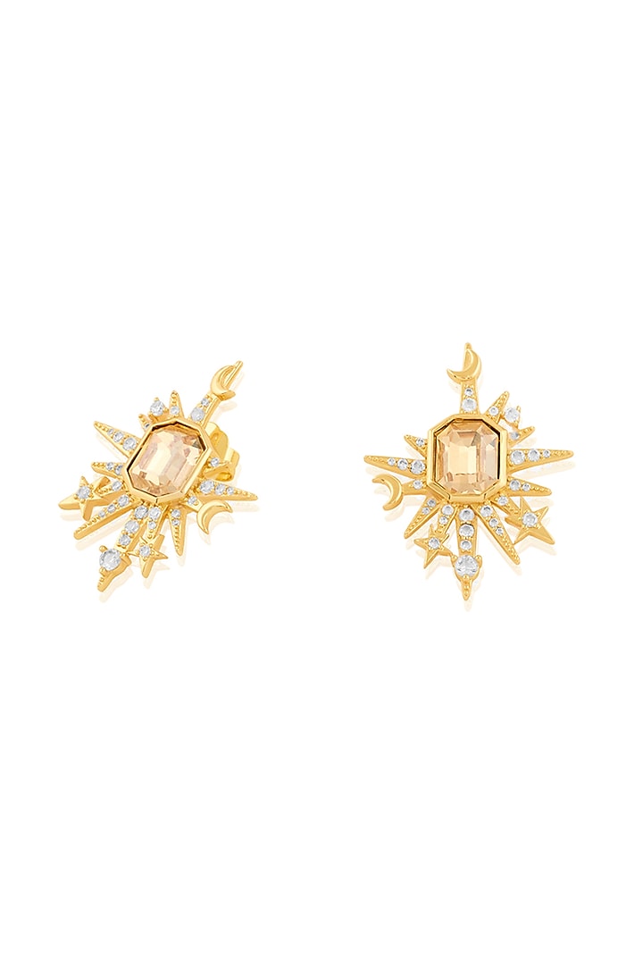 Gold Plated Crystal Zircon Stud Earrings by Isharya at Pernia's Pop Up Shop