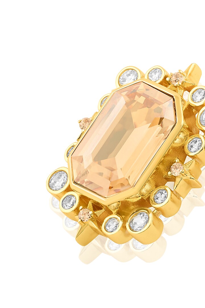 Gold Plated Crystal Zirconia Stone Stud Earrings by Isharya at Pernia's Pop Up Shop