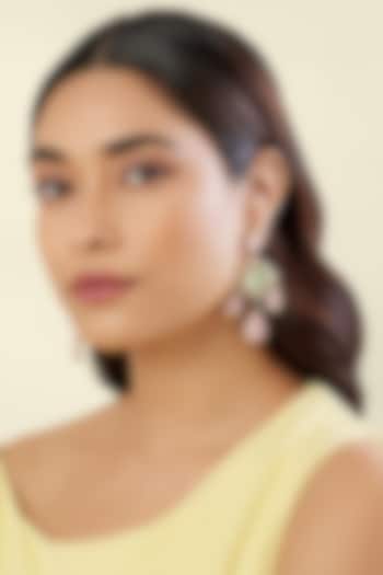 Gold Plated Crystal Zirconia & Cabochon Stone Dangler Earrings by Isharya at Pernia's Pop Up Shop