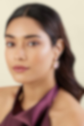 Gold Plated Pink Crystal Zirconia Dangler Earrings by Isharya at Pernia's Pop Up Shop