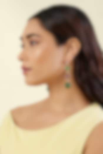 Gold Plated Multi-Colored Crystal Zirconia Dangler Earrings by Isharya at Pernia's Pop Up Shop