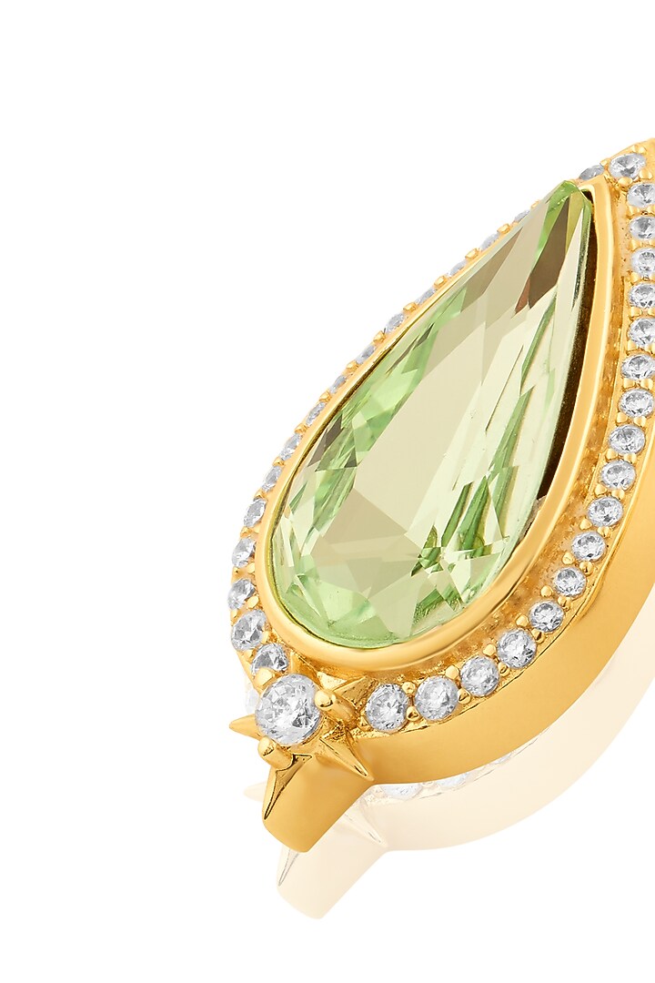 Gold Plated Green Crystal Zirconia Stud Earrings by Isharya at Pernia's Pop Up Shop