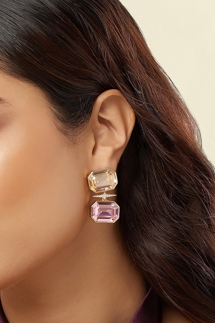 Gold Plated Crystal Zirconia Dangler Earrings by Isharya at Pernia's Pop Up Shop