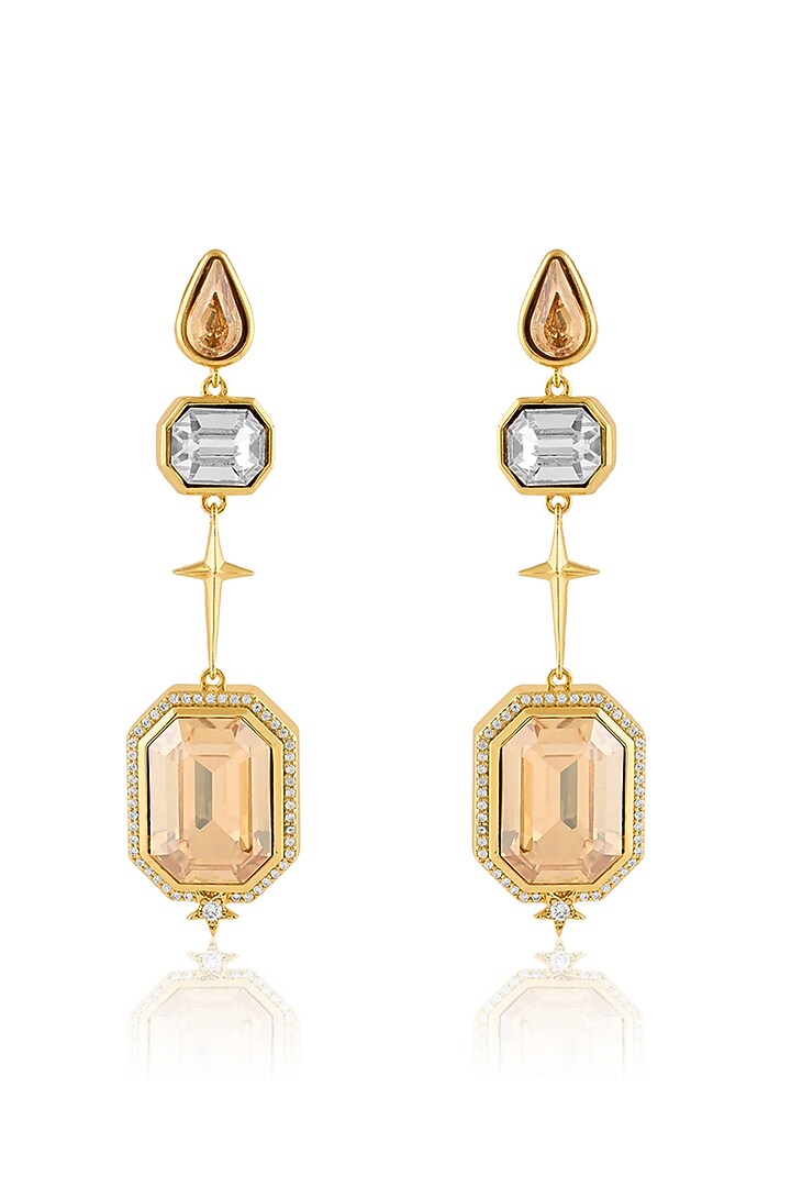 Gold Plated Crystal Zirconia Dangler Earrings by Isharya at Pernia's Pop Up Shop