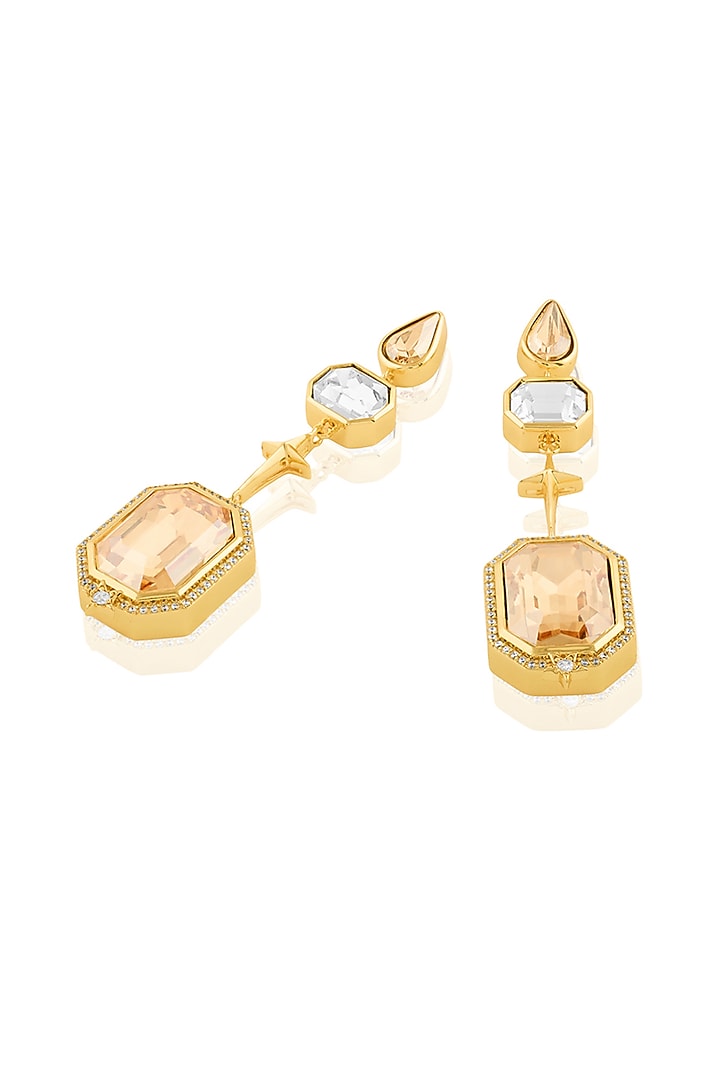 Gold Plated Crystal Zirconia Dangler Earrings by Isharya at Pernia's Pop Up Shop