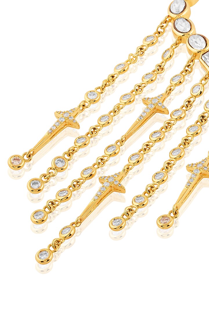 Gold Plated Crystal Zirconia Curtain Earrings by Isharya at Pernia's Pop Up Shop