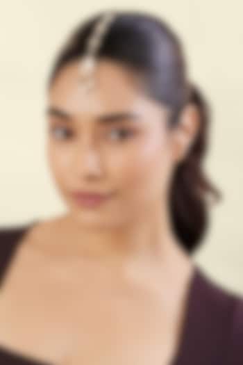 Gold Plated Crystal Zirconia Maangtikka by Isharya at Pernia's Pop Up Shop