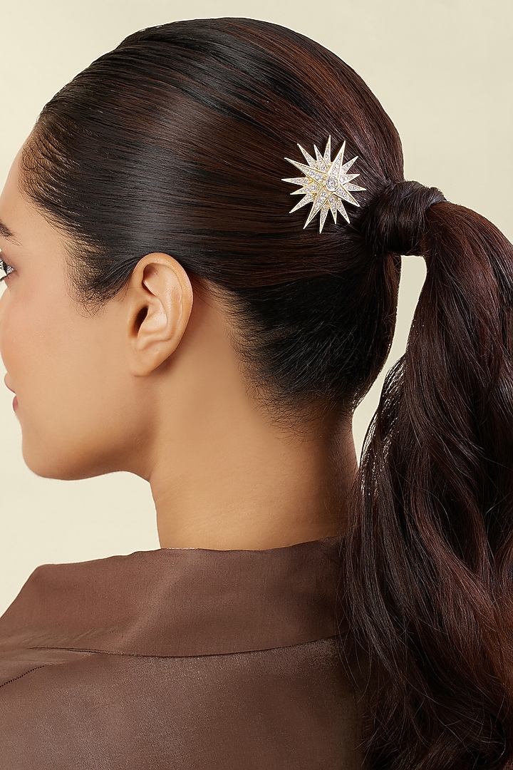 Gold Plated Crystal Zirconia Hair Clip by Isharya at Pernia's Pop Up Shop