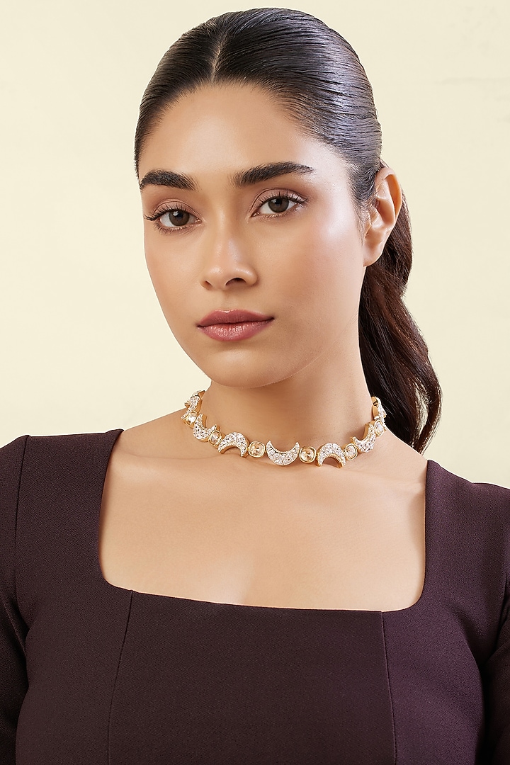 Gold Plated Crystal Zirconia Necklace by Isharya at Pernia's Pop Up Shop