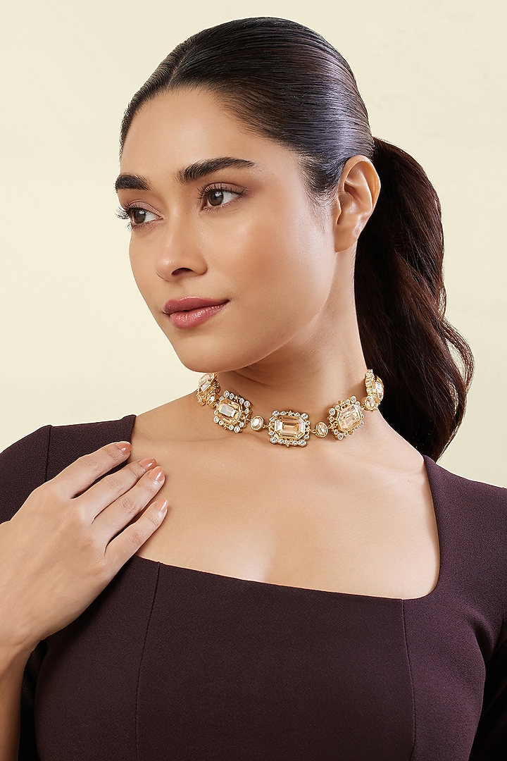 Gold Plated Crystal Zirconia Necklace by Isharya at Pernia's Pop Up Shop