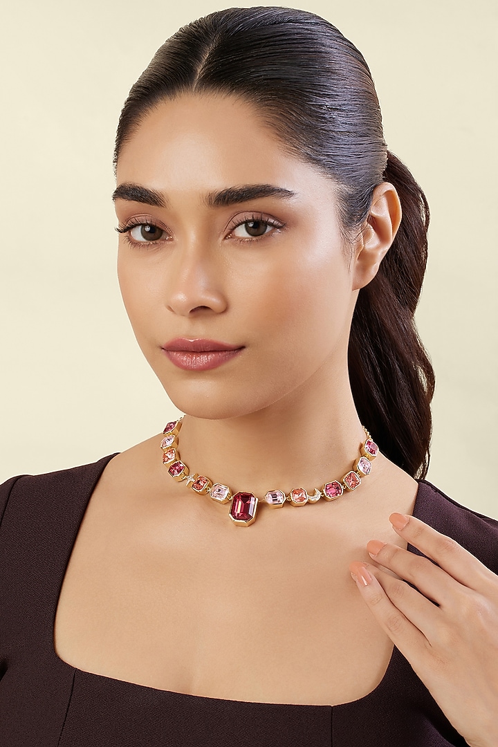 Gold Plated Multi-Colored Crystal Zirconia Necklace by Isharya at Pernia's Pop Up Shop