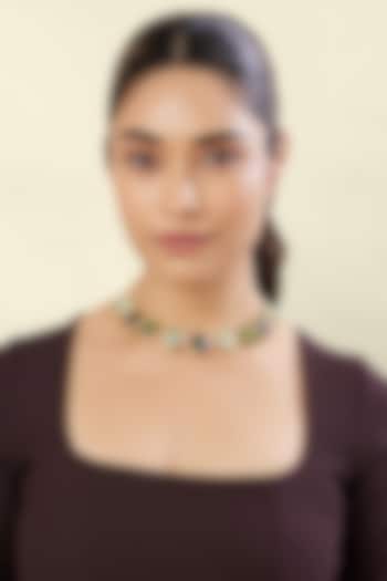 Gold Plated Green Crystal Zirconia Necklace by Isharya at Pernia's Pop Up Shop