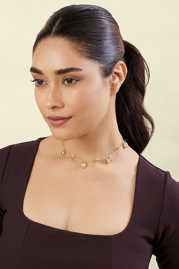 Gold Plated Crystal Zirconia Charm Necklace by Isharya at Pernia's Pop Up Shop