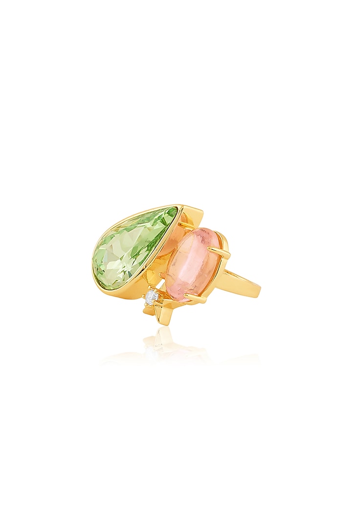Gold Plated Multi-Colored Crystal Zirconia Ring by Isharya at Pernia's Pop Up Shop