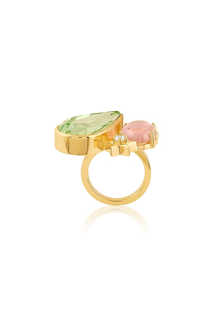 Gold Plated Multi-Colored Crystal Zirconia Ring by Isharya at Pernia's Pop Up Shop