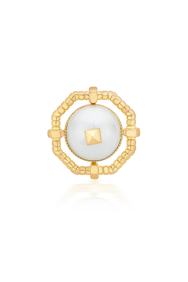 Gold Finish Pearl Ring by Isharya