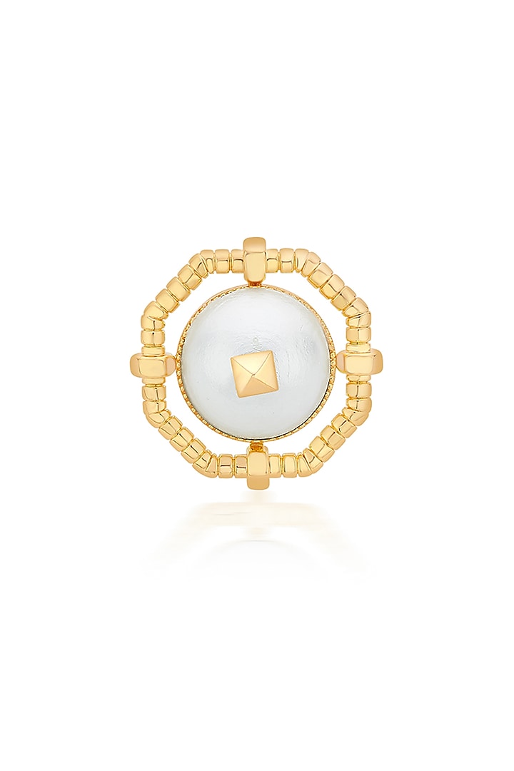 Gold Finish Pearl Ring by Isharya at Pernia's Pop Up Shop