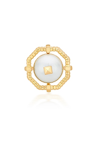 Gold Finish Pearl Ring by Isharya