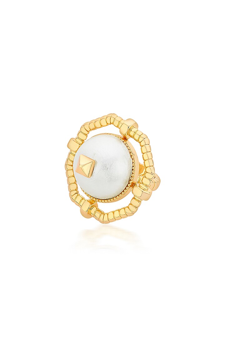 Gold Finish Pearl Ring by Isharya at Pernia's Pop Up Shop